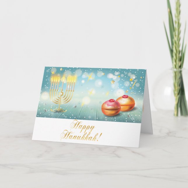 Hanukkah Beautiful Jewish Holiday Greeting Card (Front)
