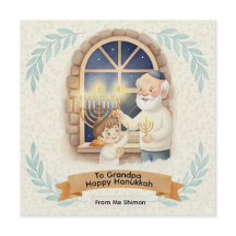 Hanukkah Blessing - Grandfather and Child