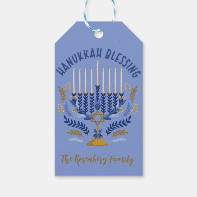 Hanukkah Blessing personalized  Gift Tags (Front)