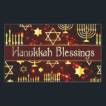 Hanukkah Blessings Menorah Rectangular Sticker<br><div class="desc">In celebration of the Jewish festival of lights.</div>