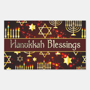 Hanukkah Blessings Menorah Rectangular Sticker