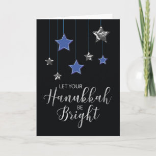 Hanukkah Blue and Silver Shining Stars on Black Card