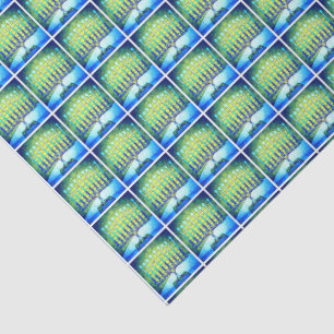 Hanukkah Blue Green Menorah Pattern Simple Modern Tissue Paper