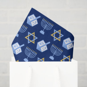 Hanukkah Blue Menorah Dreidel Pattern Chanukah Tissue Paper