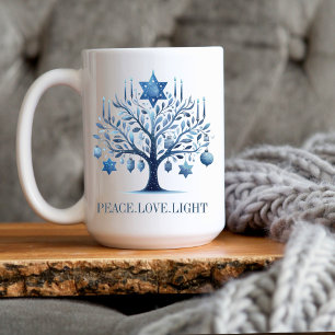 Hanukkah Blue Menorah Tree with Star of David Coffee Mug