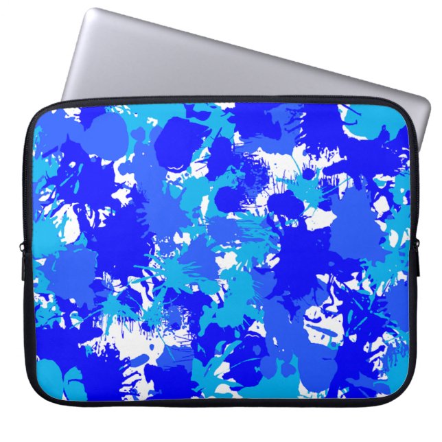 Hanukkah Blue Paint Splatter Laptop Sleeve (Front)