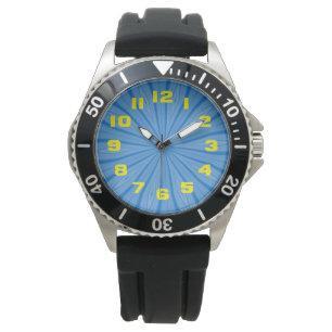 Hanukkah Blue Radial Streaks Fractal Watch