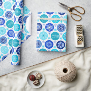 Hanukkah Blue Snowflakes Wrapping Paper