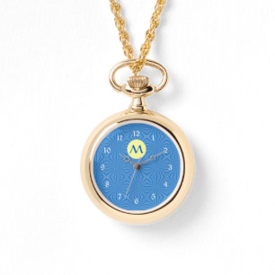 Hanukkah Blue Squiggly Squares Watch