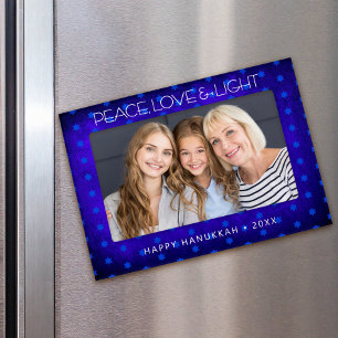 Hanukkah Blue Stars of David Peace Love Light Magnetic Frame