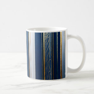 Hanukkah Blues Stripes Blue White Gold Coffee Mug