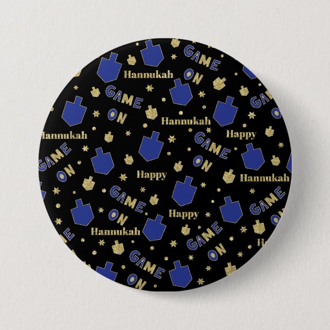 Hanukkah Button, Game ON 7.5 Cm Round Badge (Front)