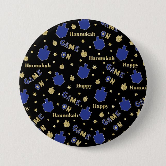 Hanukkah Button, Game On 7.5 Cm Round Badge (Front)