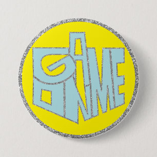 Hanukkah Button, Game ON Blue Dreidel 7.5 Cm Round Badge