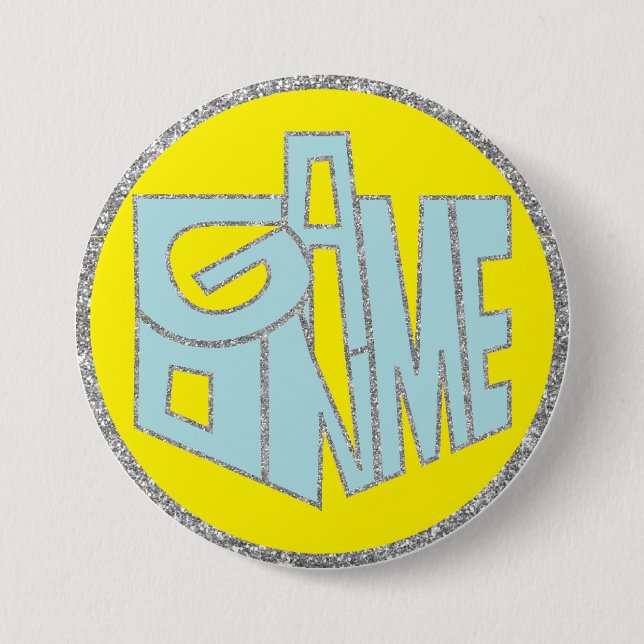 Hanukkah Button, Game ON Blue Dreidel 7.5 Cm Round Badge (Front)