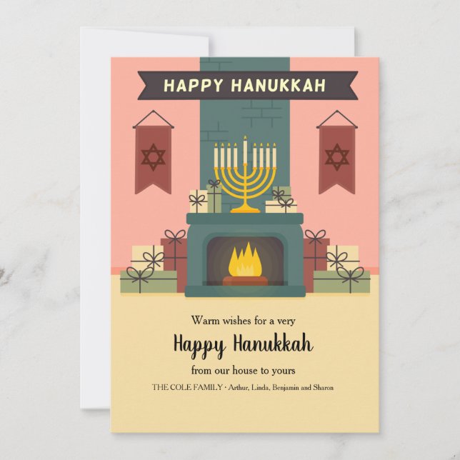 Hanukkah by the Fire Greeting Card (Front)