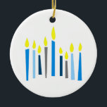 HANUKKAH CANDLES CERAMIC TREE DECORATION<br><div class="desc">This is a beautiful image for Happy Hanukkah. Use this design to give as a gift.</div>