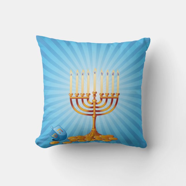 Hanukkah Candles Throw Pillow (Front)