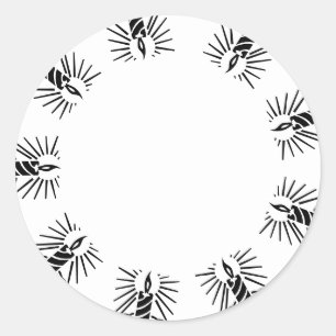 Hanukkah candles white and black border blank cute classic round sticker