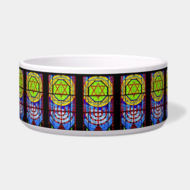 Hanukkah Candles Windows Backlit Trinket Bowl  (Front)