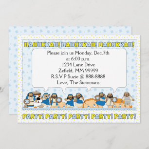 Hanukkah Card Party Invitation 7" x 5" Personalise