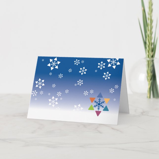 Hanukkah Card - Snowflake Jewish Stars (Front)