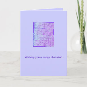 Hanukkah Card with Purple Menorahs