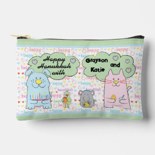 Hanukkah Cat and Friends Play Dreidel Accessory Pouch