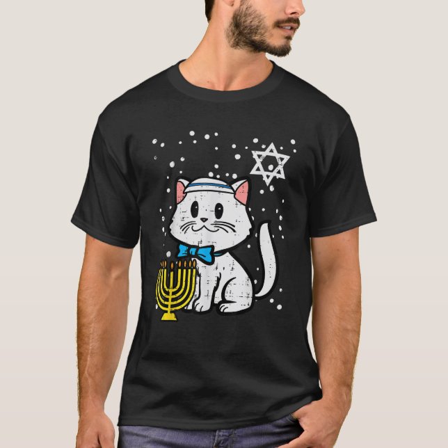 Hanukkah Cat Cute Chanukah Jewish Women Girls Kids T-Shirt (Front)