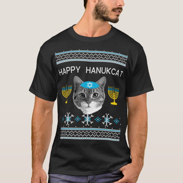 Hanukkah Cat Ugly  Tee Happy Hanukcat (Front)