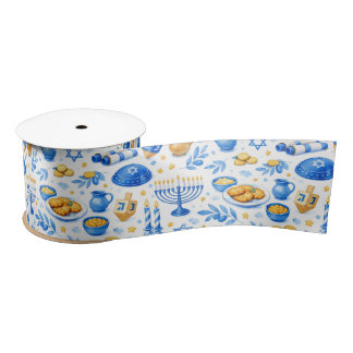 Hanukkah Celebration Icons  Satin Ribbon