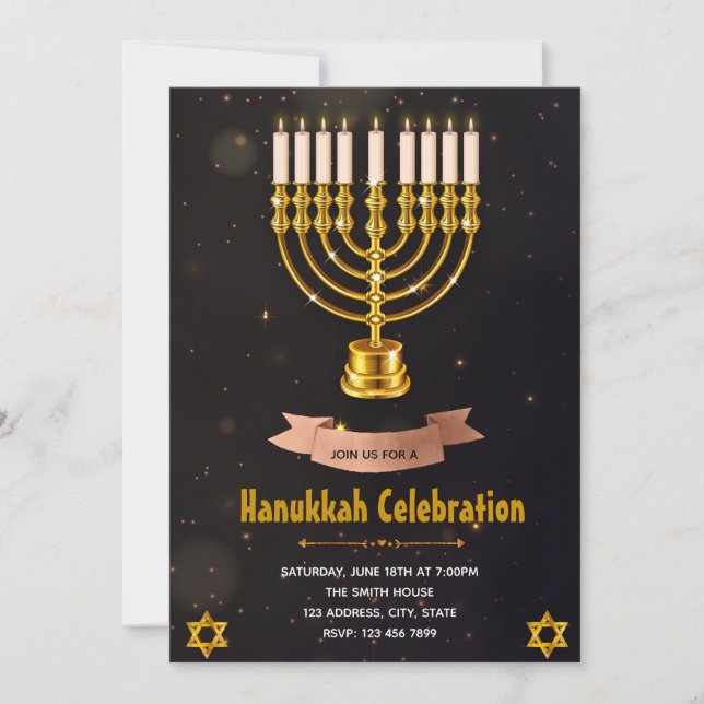 Hanukkah celebration party invitation (Front)