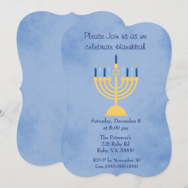 Hanukkah Celebration Party Invitation (Front/Back)