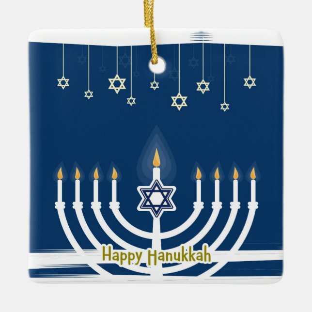 Hanukkah Ceramic Ornament (Front)