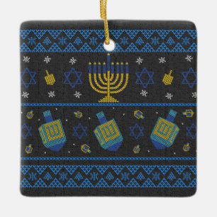 Hanukkah ceramic ornament