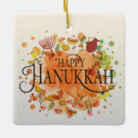 Hanukkah Ceramic Ornament<br><div class="desc">Hanukkah Ceramic Ornament
Jewish festival, lasting eight days from the 25th day of Kislev (in December) and commemorating the rededication of the Temple in 165 BC by the Maccabees after its desecration by the Syrians. It is marked by the successive kindling of eight lights.</div>
