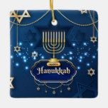 Hanukkah Ceramic Ornament<br><div class="desc">Hanukkah Ceramic Ornament
Jewish festival, lasting eight days from the 25th day of Kislev (in December) and commemorating the rededication of the Temple in 165 BC by the Maccabees after its desecration by the Syrians. It is marked by the successive kindling of eight lights.</div>