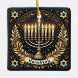 Hanukkah Ceramic Ornament<br><div class="desc">Hanukkah Ceramic Ornament
Jewish festival,  lasting eight days from the 25th day of Kislev (in December) and commemorating the rededication of the Temple in 165 BC by the Maccabees after its desecration by the Syrians. It is marked by the successive kindling of eight lights.</div>