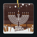 Hanukkah Ceramic Ornament<br><div class="desc">Hanukkah Ceramic Ornament
Jewish festival,  lasting eight days from the 25th day of Kislev (in December) and commemorating the rededication of the Temple in 165 BC by the Maccabees after its desecration by the Syrians. It is marked by the successive kindling of eight lights.</div>