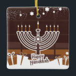 Hanukkah Ceramic Ornament<br><div class="desc">Hanukkah Ceramic Ornament
Jewish festival,  lasting eight days from the 25th day of Kislev (in December) and commemorating the rededication of the Temple in 165 BC by the Maccabees after its desecration by the Syrians. It is marked by the successive kindling of eight lights.</div>