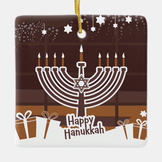 Hanukkah Ceramic Ornament (Front)