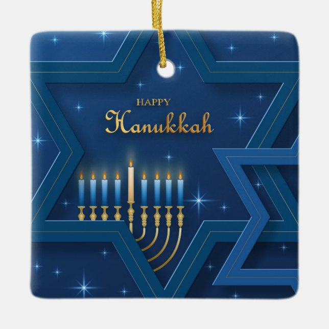 Hanukkah Ceramic Ornament (Front)