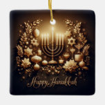 Hanukkah Ceramic Ornament<br><div class="desc">Hanukkah Ceramic Ornament with quote on back
Jewish festival, lasting eight days from the 25th day of Kislev (in December) and commemorating the rededication of the Temple in 165 BC by the Maccabees after its desecration by the Syrians. It is marked by the successive kindling of eight lights.</div>