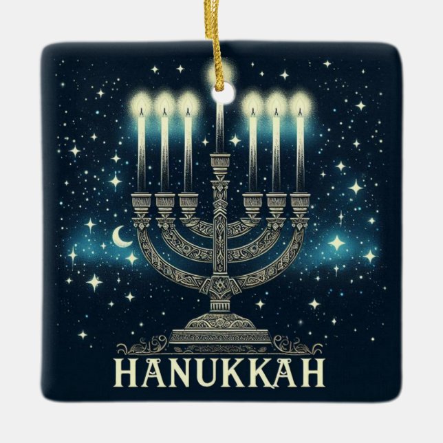 Hanukkah Ceramic Ornament (Front)