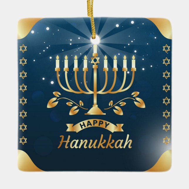 Hanukkah Ceramic Ornament (Front)