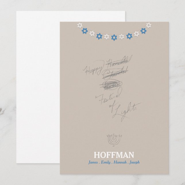 Hanukkah Channukah Greeting Card (Front/Back)