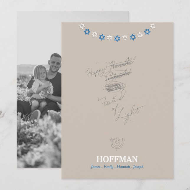Hanukkah Channukah Photo Card (Front/Back)