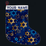 Hanukkah Chanukah Blue Modern Christmas Jewish Lar Large Christmas Stocking<br><div class="desc">Hanukah,   menorah,  home decor,  Hanukkah decor,  colourful menorah,  Jewish December,  menorah stocking,  personalised,  festival of lights, </div>