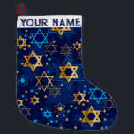 Hanukkah Chanukah Blue Modern Christmas Jewish Lar Large Christmas Stocking<br><div class="desc">Hanukah,   menorah,  home decor,  Hanukkah decor,  colourful menorah,  Jewish December,  menorah stocking,  personalised,  festival of lights, </div>