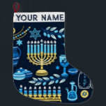 Hanukkah Chanukah Blue Modern Christmas Jewish Large Christmas Stocking<br><div class="desc">Hanukah,   menorah,  home decor,  Hanukkah decor,  colourful menorah,  Jewish December,  menorah stocking,  personalised,  festival of lights, </div>